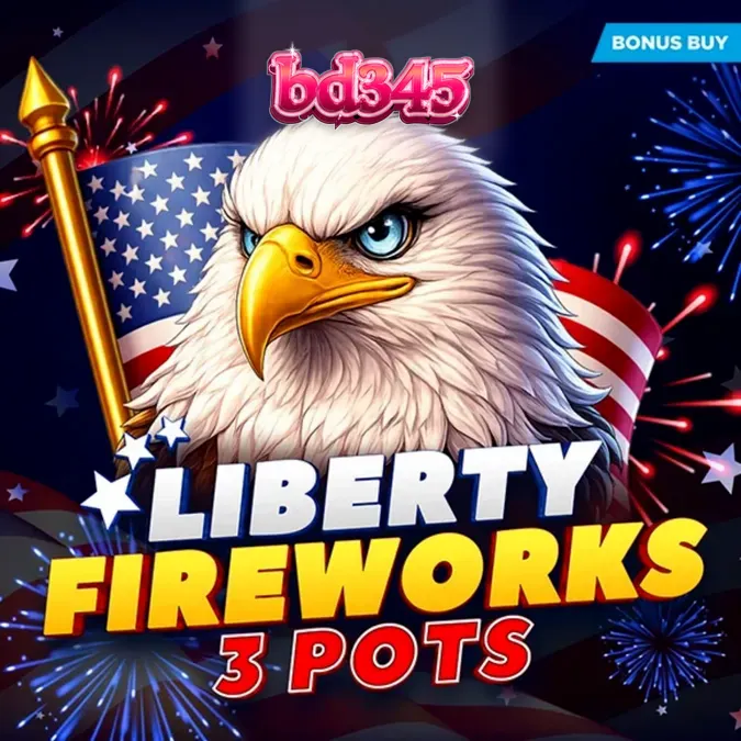Liberty Fireworks 3 Pots স্লট গেমের রঙিন এবং উৎসবমুখর ইন্টারফেস
